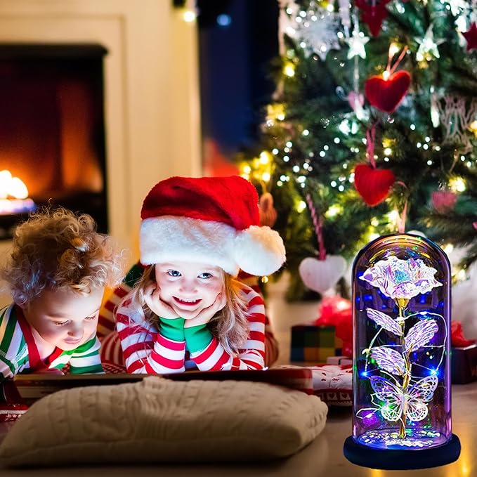 Valentines Day Gifts for Her,Valentines Day Rose Flowers Gifts for Mom Girlfriend Women Wife,Birthday Gifts for Women, Valentines for Her,Glass Flowers Light Up Rose Gifts for Mom,Gold Rose