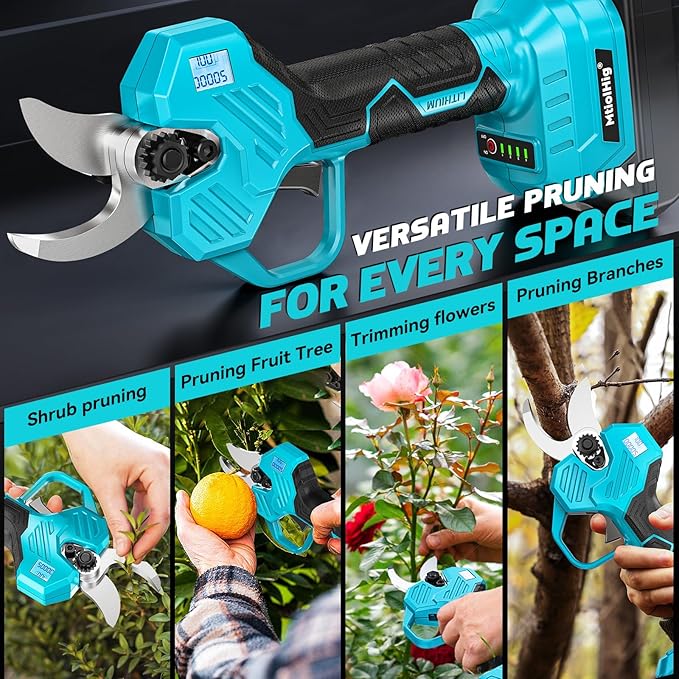 Cordless Electric Pruning Shears: 1.5-2 Inch Portable Pruning Shears Compatible with Makita 18V - Garden Pruners Tool with LCD Display