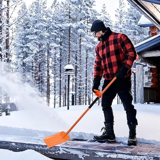 Snow Shovel for Driveway, Large Capacity Snow Shovels with 69 Inch Long Adjustable Metal Handle & Ergonomic Assisted Back-Saving Tool for Car, Outdoor, Emergency