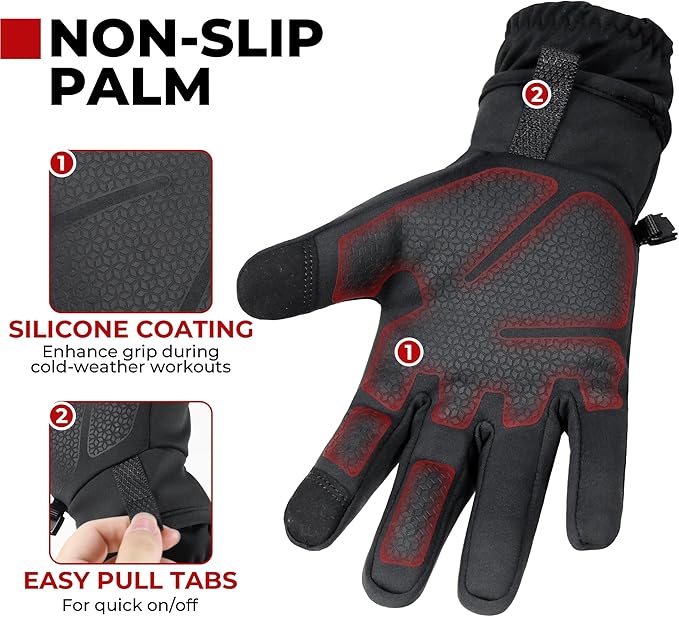 HANDLANDY Winter Gloves for Men & Women, Insulated Waterproof for Cold Weather, Thermal Glove for Cycling, Ski, Riding, Driving, Biking, Running