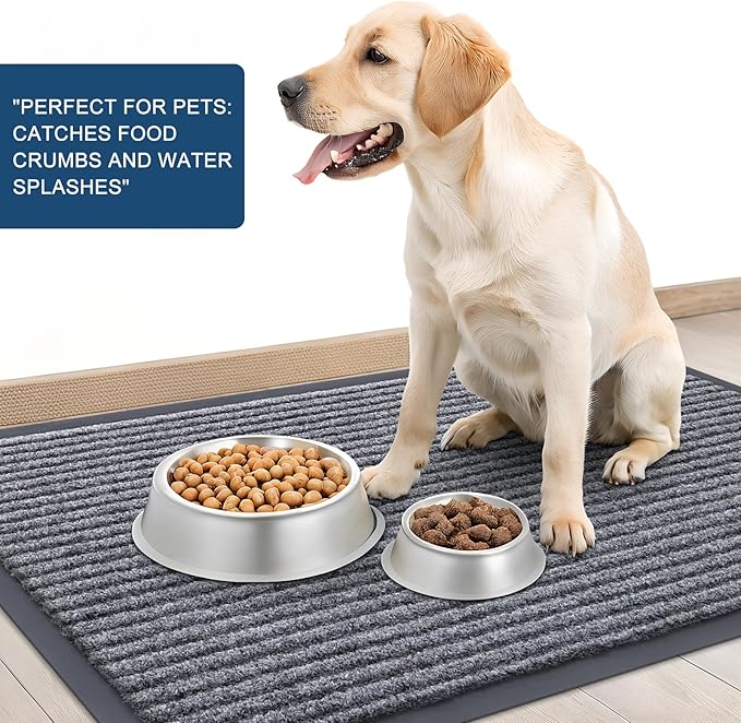 OLANLY Front Door Mat Indoor Outdoor Entrance, Waterproof Heavy Duty Doormat, Fade Resistant, Low Profile, Easy Clean Patio Porch Welcome Floor Mats for Entry, 71x23, Light Gray