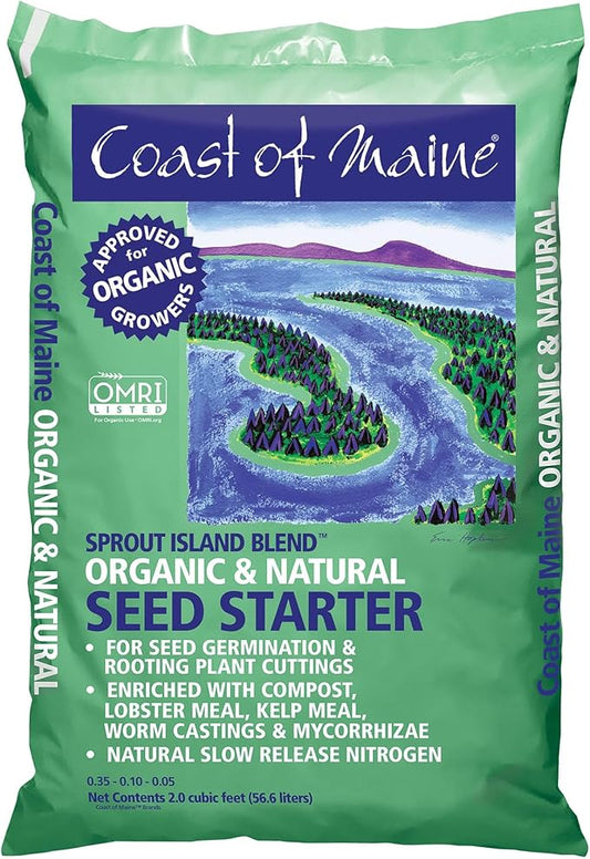 Coast of Maine Organic & Natural Sprout Island Blend Seed Starter - Seed Germination & Root Plant Cuttings w/Composted Manure, Mycorrhizae, Worm Castings & Kelp - Enhanced Drainage (2 cu ft)
