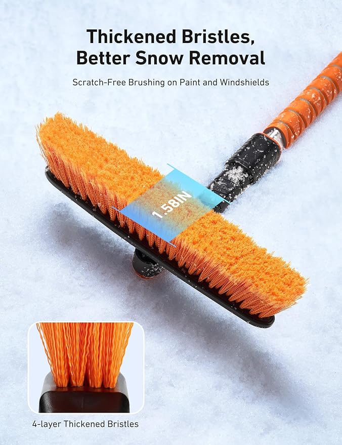 AstroAI 39.37" Ice Scrapers for Car Windshield and Snow Brush with Foam Grip and 360° Pivoting Brush Head for Christmas Car Auto Truck SUV(Orange)
