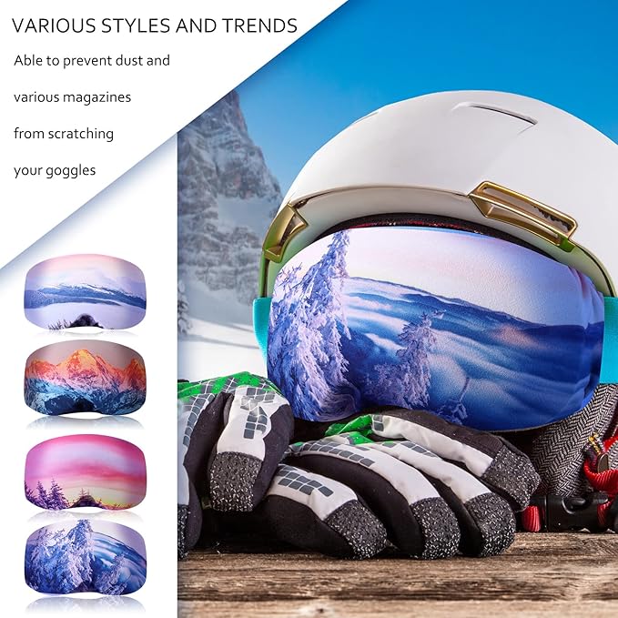 Civaner 4 Pieces Ski Snowboard Goggle Cover Sleeve Goggle Cover Microfiber Protective Lens Scratch Dust Protection for Travel