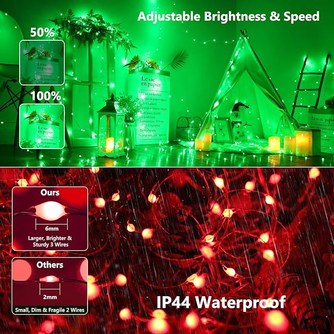 BrizLabs Valentine Fairy String Lights - 2 Pack 66ft 200 LED Color Changing Christmas Fairy Lights with Remote, Plug-in RGB Christmas Twinkle Light Rainbow Firefly Starry Light for Xmas Tree Halloween