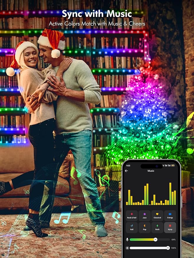 BrizLabs Smart Fairy Lights, 33ft 100 LED Color Changing Fairy Lights Work with Alexa/Google Home, WiFi Pink Valentine's Day Light Dimmable RGB Twinkle Starry Light for Christmas Tree Home Party Decor