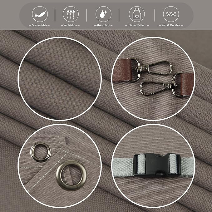 Kitchen Apron, Work Apron, Canvas, Multiple Pockets, Gardening, Painting, BBQ, Artist, Carpenter, Sizes M to XXL, Dark Gray