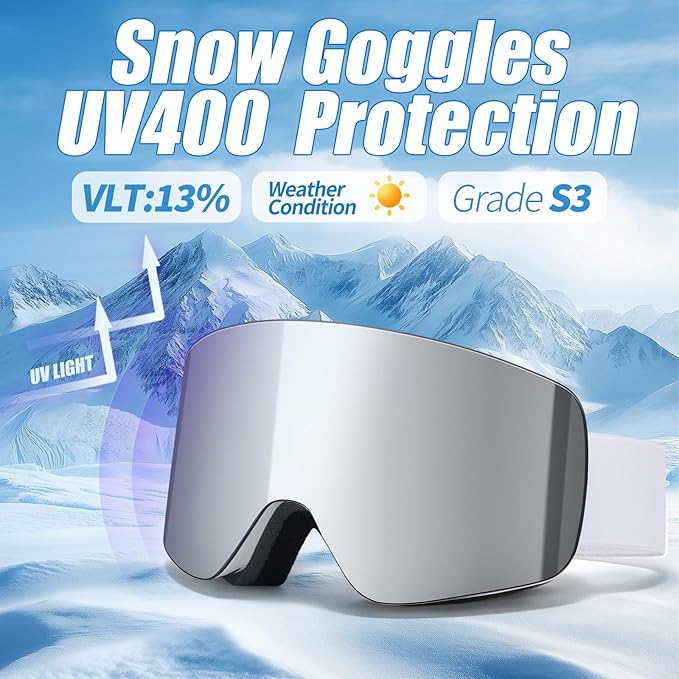 Ski Goggles OTG Snow/Snowboard Goggles Snowboarding Goggles Over Glasses Ski Goggle for Men Women Adult