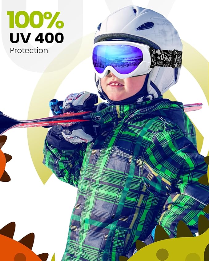 OutdoorMaster Kids Ski Goggles - Helmet Compatible Snow Goggles for Boys & Girls with 100% UV Protection