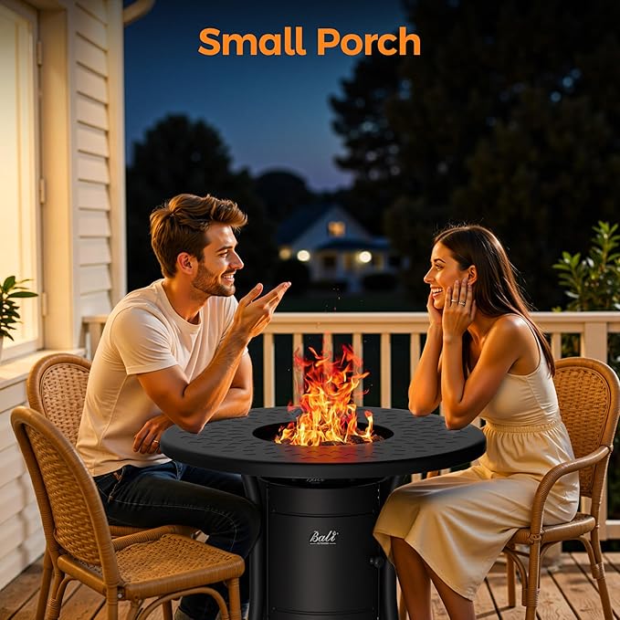 BALI OUTDOORS Dual 1-Pound Propane Fire Pit Outside, 26 inch Outdoor Fire Pit Black, Round Firepit Table for Outside Patio