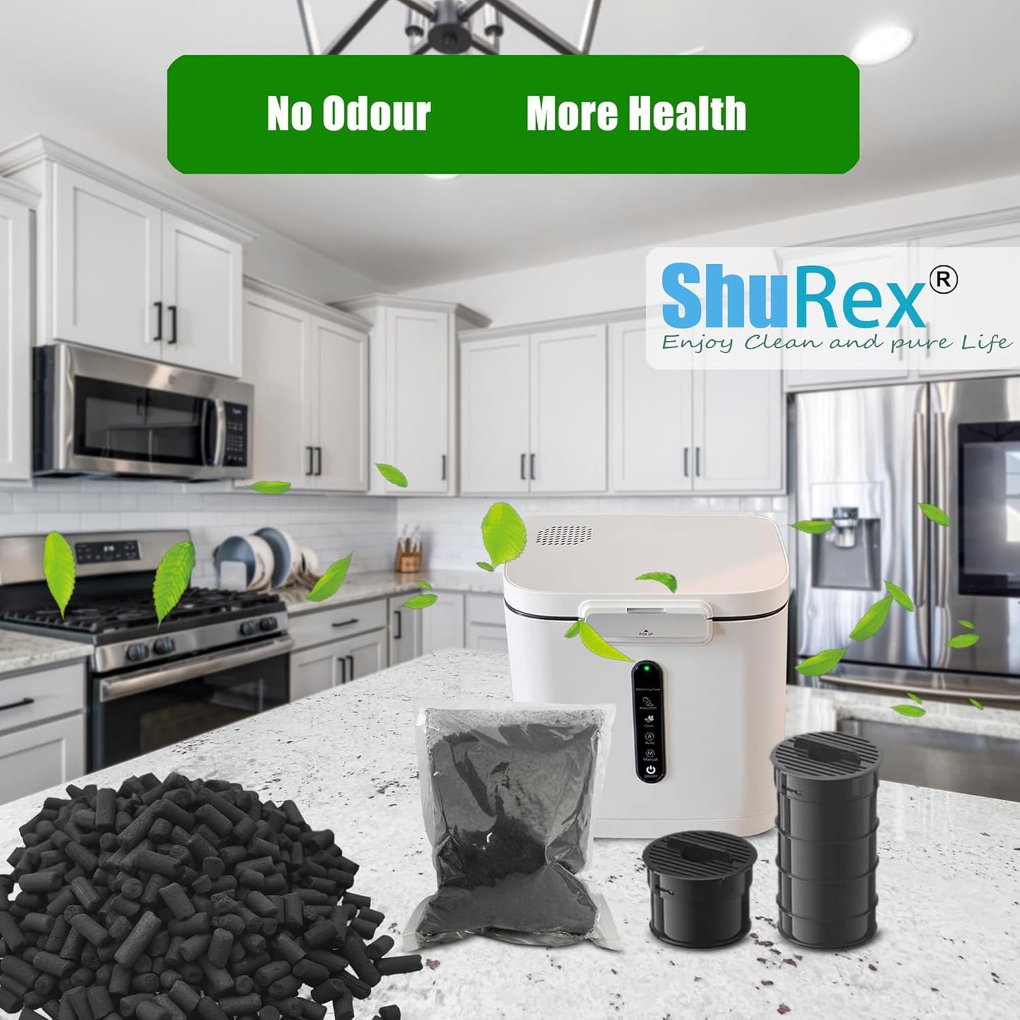 Odor Absorbing Carbon Refills for Fylecen Kitchen Smart Compost Bin, Replacement Activated Charcoal Filters Compatible with Fylecen Electric Kitchen Compost Filter