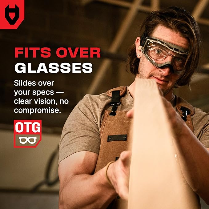 NoCry Anti Fog Safety Goggles Over Glasses For Men And Women — ANSI Z87.1 Premium Anti Scratch & UV380 — Eye Protection with Panoramic Lens & Adjustable Strap — Perfect Dust Goggles for Chemistry Lab