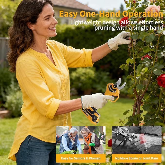 Electric Pruning Shears, Cordless Power Pruner with 2 Inch Cutting Diameter, LCD Display, Brushless Motor & 2×2.0Ah Batteries for Tree Branches & Garden