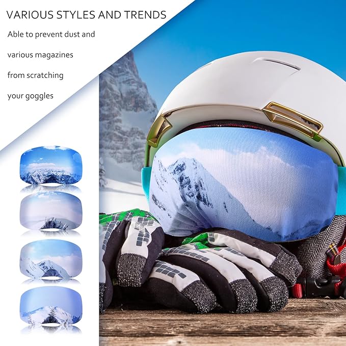 Civaner 4 Pieces Ski Snowboard Goggle Cover Sleeve Goggle Cover Microfiber Protective Lens Scratch Dust Protection for Travel