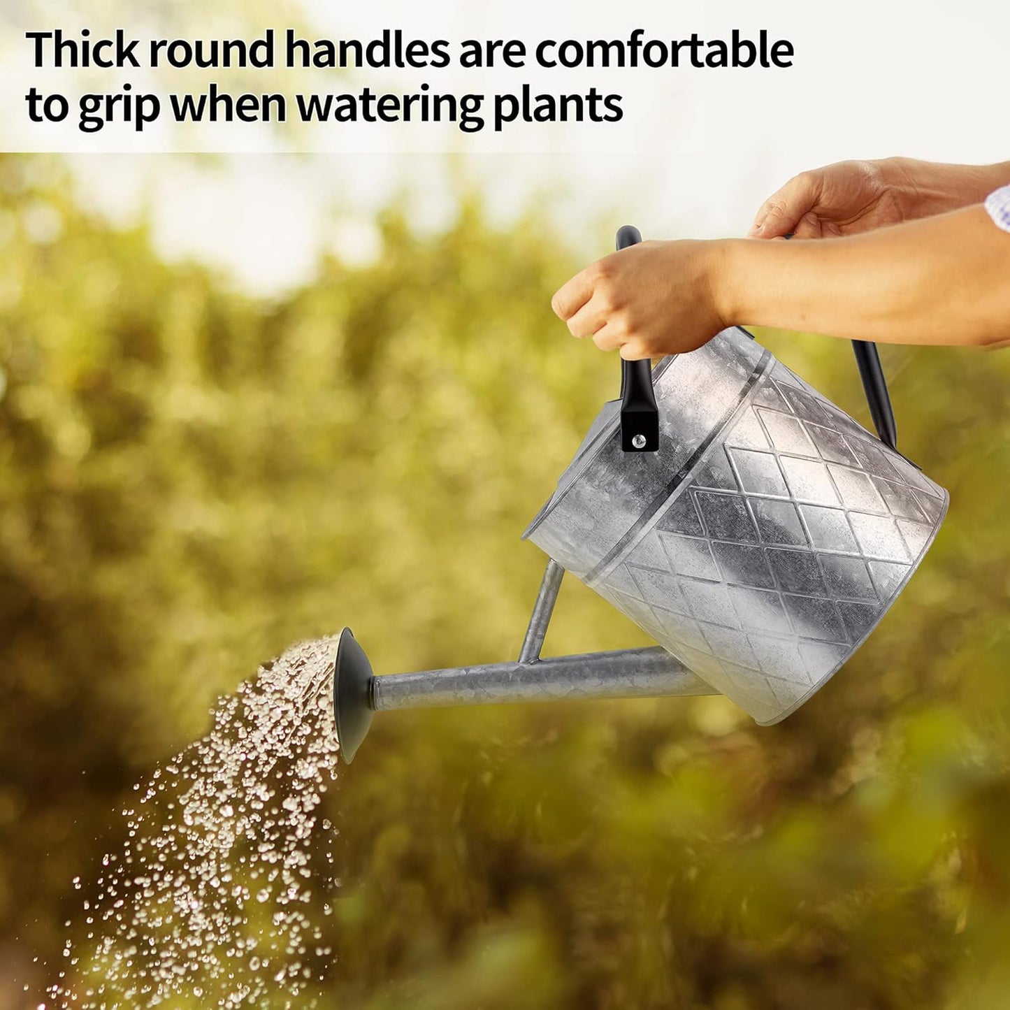 1.75 Gallon Outdoor Galvanized Metal Watering Can for Garden Plants, Vintage Zinc Watering Can with Removable Spray Spout, Ideal for Outdoor Use (Silver)