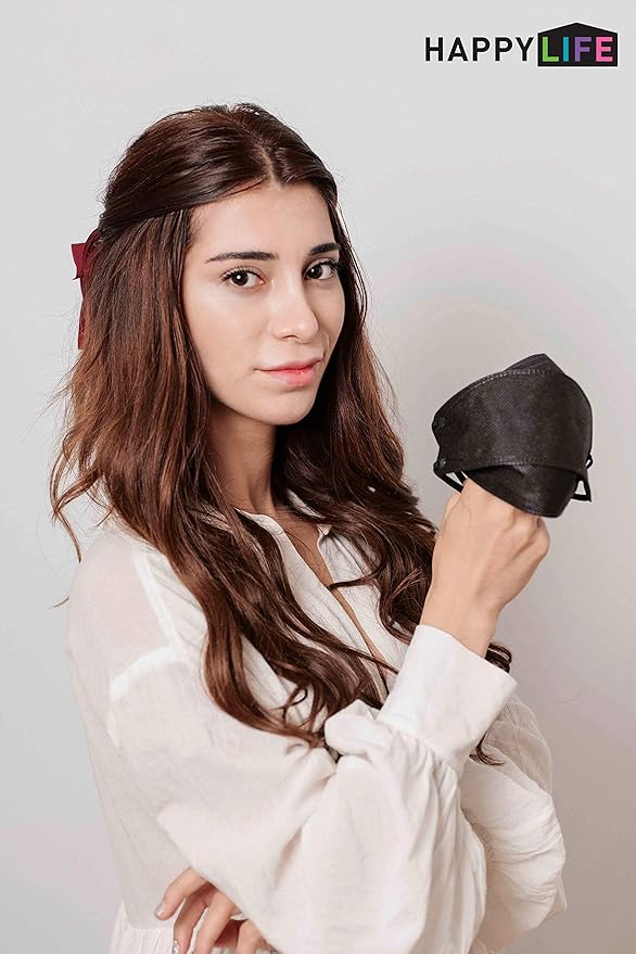 Good Day Black Disposable KF94 Face Mask, 4-Layer Filters, Made in Korea, Nose Mouth Covering Dust Mask (individual Packed)