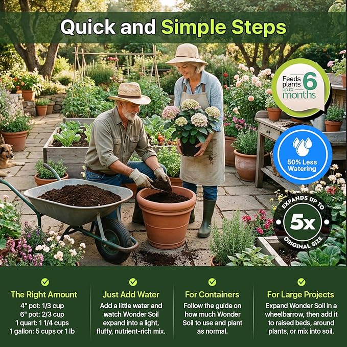 WONDER SOIL | Organic Potting Soil | 12 QUARTS of Ready to Plant Coco Coir Fully Loaded with Nutrients | 3 LBS Bag Expands to 12 Quarts of Indoor Outdoor Soil | Incl Worm Castings, Perlite
