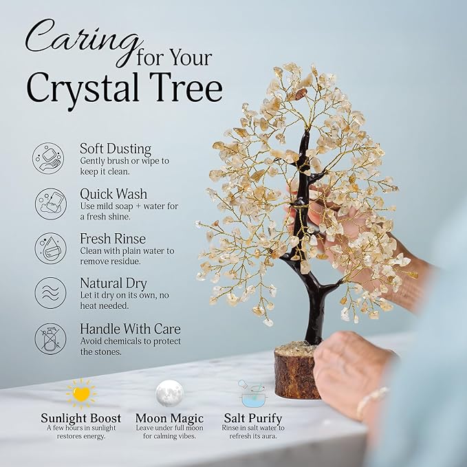 FASHIONZAADI Crystal Tree Gifts for Women, Chakra Healing Citrine Crystals Handmade Money Tree of Life for Home and Office Desk Decoration, Reiki Healing, Good Luck, Positive Energy, Birthday Gifts