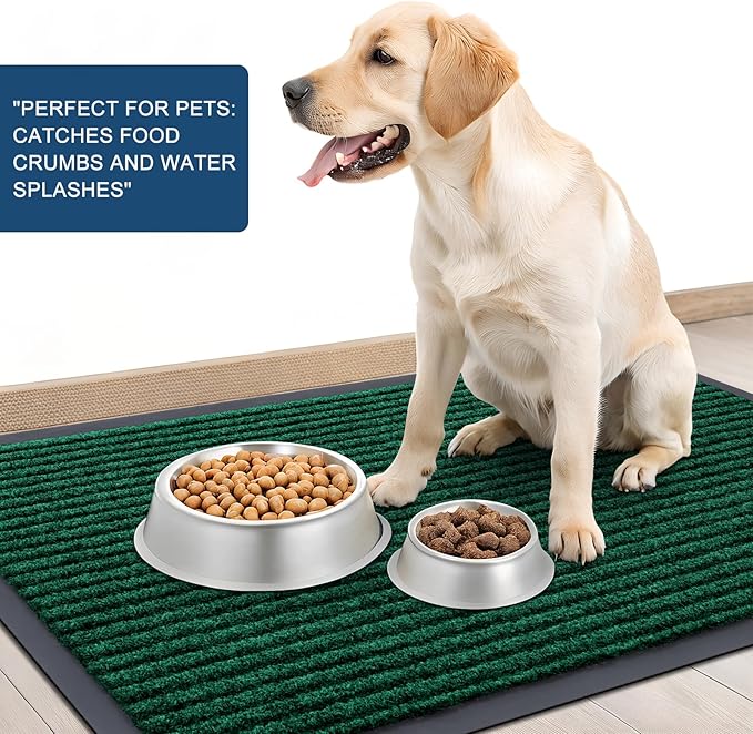 OLANLY Front Door Mat Indoor Outdoor Entrance, Waterproof Heavy Duty Doormat, Fade Resistant, Low Profile, Easy Clean Patio Porch Welcome Floor Mats for Entry, 47x34, Green