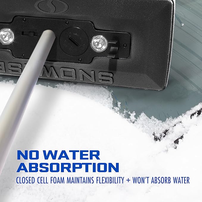 Snow Joe SJBLZD-LED-BLK 4-In-1 Telescoping Snow Broom + Ice Scraper, 18-Inch Scratch Free Foam Head, w/ LED Headlights, Black