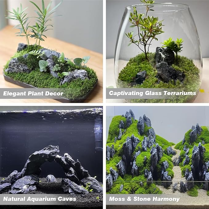 Unocho Aquarium Rocks Natural Seiryu Stone 20lb Aquascaping Rocks for Fish Tank Aquarium Landscaping Decoration Paludarium Amphibian Enclosures(3-10 Inches)