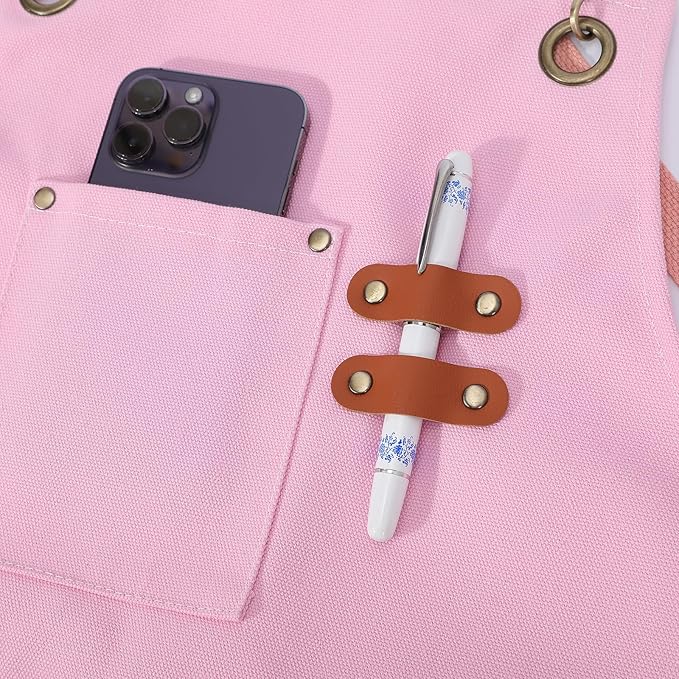 AFUN Chef Aprons for Men Women with Oversized Pockets, 16-Ounce Cotton Canvas Cross Back Heavy Duty Work Apron (Light Pink)