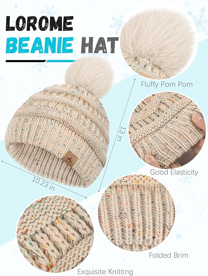 Winter Hat Scarf Gloves and Ear Warmer, Warm Knit Beanie Hat Touch Screen Gloves Set Winter Gifts Neck Scarves for Women