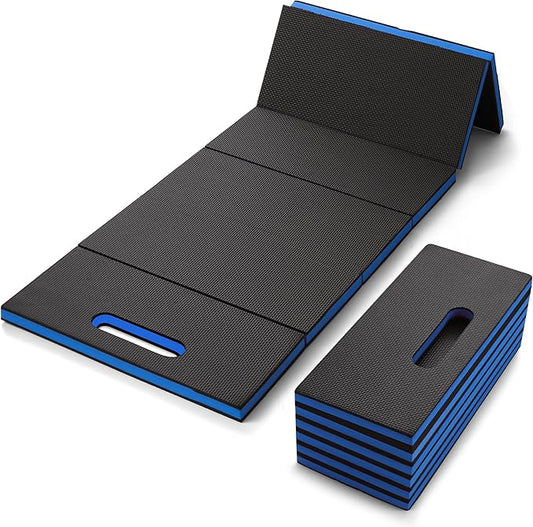 Foldable EVA Utility Mat with Handle, Heavy Duty Mechanic Mat for Kneeling, Workouts, Garages, Gardening, Camping, Picnics, Outdoor Adventures and Home Gyms, Blue