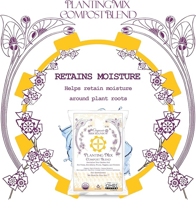 Organic Mechanics Planting Mix Compost Blend, 1 Cu Ft - Revitalizes Garden Soil with Compost, Pine Bark, Coconut Coir, and Worm Castings for Raised Beds, Gardens & More - Peat-Free & Eco-Friendly
