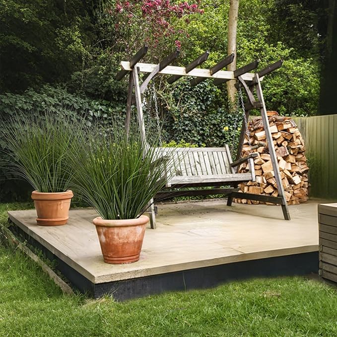 6PCS Fake Plants Artificial Wheat Grass Greenery Plastic Plants Fake Grass Artificial Plants for Outdoor Decor Artificial Grass Plant with Greenery Stems for Indoor Home Decoration 26.4"