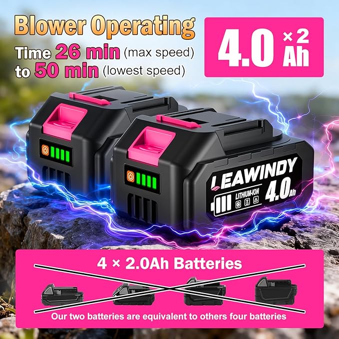 Cordless Leaf Blower, 21V Battery Leaf Blower with 6-Speed Levels, Handheld Lightweight Blower & 2 Extended Tubes, Snow Blower for Blowing Leaves, Lawn, Garden, Garage, Yard, Valentine's Day Gift