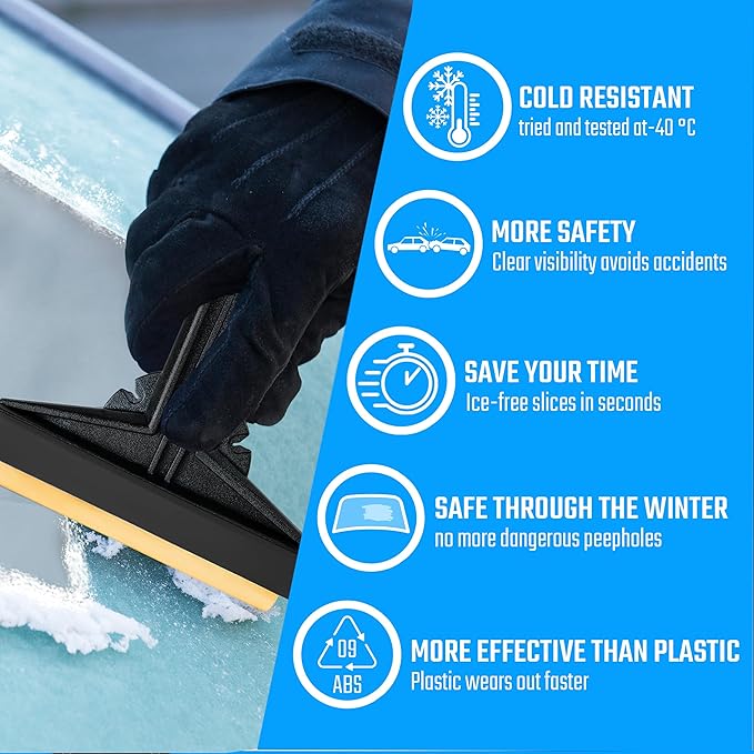 Car Ice Scraper Brass Blade - Fast, Effortless, efficient & Easy - Brass Ice Scrapers for Car Windshield Ice Scraper - Brass Ice Scraper for Car - Original Murska from Europe - Winter A054 Black