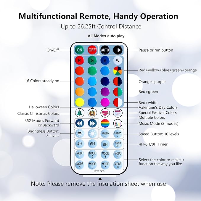 BrizLabs Valentine Fairy String Lights - 2 Pack 66ft 200 LED Color Changing Christmas Fairy Lights with Remote, Plug-in RGB Christmas Twinkle Light Rainbow Firefly Starry Light for Xmas Tree Halloween