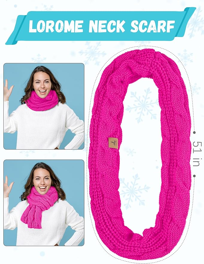 Winter Hat Scarf Gloves and Ear Warmer, Warm Knit Beanie Hat Touch Screen Gloves Set Winter Gifts Neck Scarves for Women