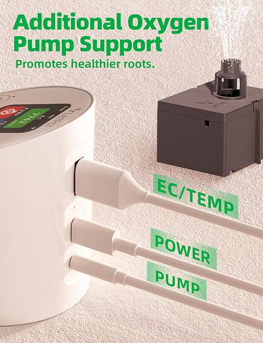 LetPot EC & Temperature Meter with APP and Water Pump Multi-Layer Electroplated Probe, Water Shortage Reminder, Conductivity Meter for Hydroponic System and Indoor Plant Grow (with Pump)