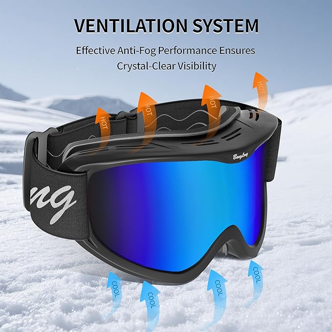BangLong Ski Goggles, Snowboard/Snow Goggles Anti Fog UV Protection Design for Men Women Skiing, Skating,Snowmobilet,Youth