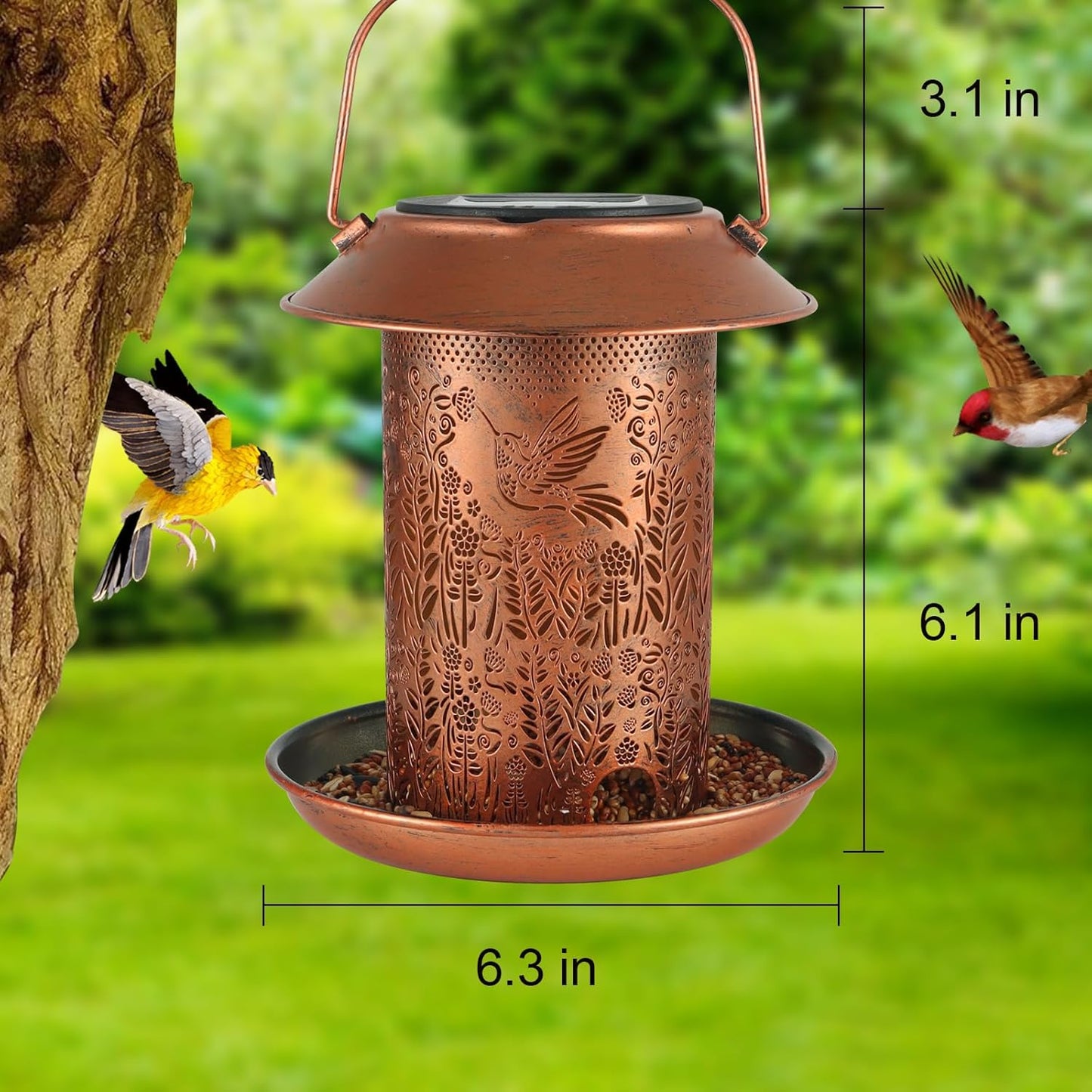 Bird Feeders for Outdoors Hummingbird Garden Decor Mothers Day Birthdays Gifts for Women Mom Grandma Solar Lanterns Outdoor Waterproof Metal Solar Decoration OutsideLED Lanterns for Yard, Patio Deals
