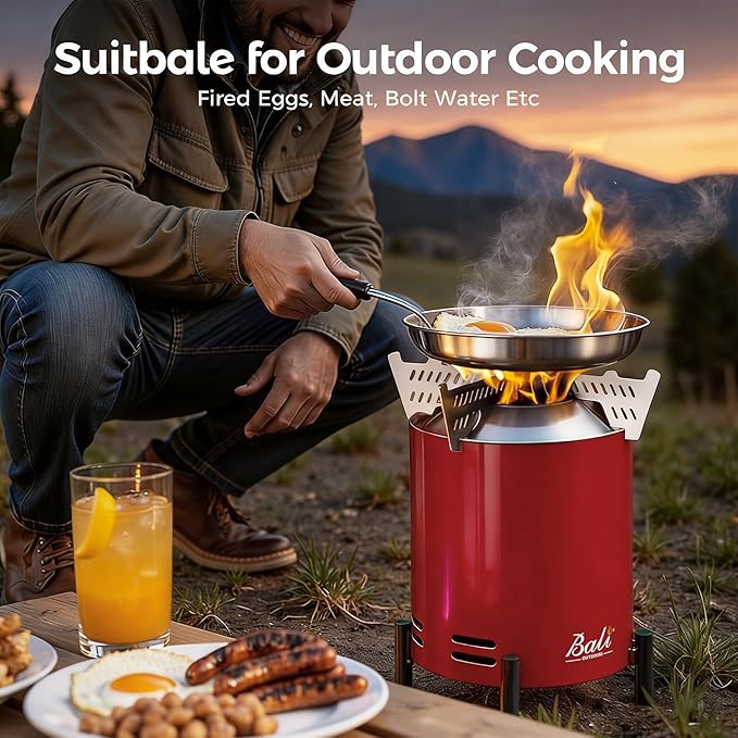 BALI OUTDOORS 6.5 inch Tabletop Fire Pit Round, Stainless Steel Table Top Firepit Small, Outdoor Smokeless Firepit Portable, Red