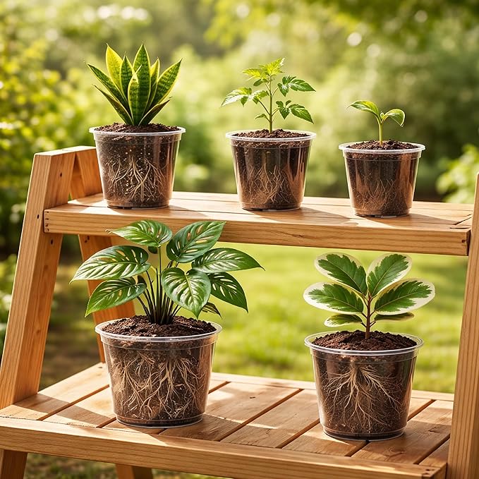 20 Pack 8/6/5/4/3.5 Inch Reinforced Large Clear Nursery Pots with Drainage Hole, Transparent Variety Pack Plastic Plant Pot for Vegetable Propagation, Root Cutting, Seed Starting