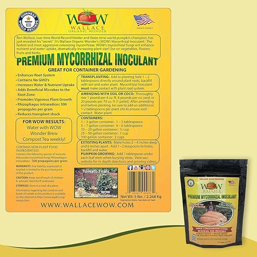 Wallace Organic Wonder Mycorrhizal Inoculant (10 lbs) - Mycorrhizal Fungi - Super Concentrated - Fresh Mycorrhizae for Plants, Garden Soil, & Potting Soil - Organic Root Stimulator for Plant Growth