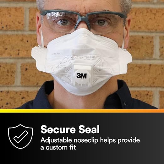 3M N95 Disposable Respirator, VFlex Particulate Respirator 9105, Pack of 50, Standard Size, NIOSH Approved, For Sweeping, Sanding, Grinding, Sawing, Bagging, Dust