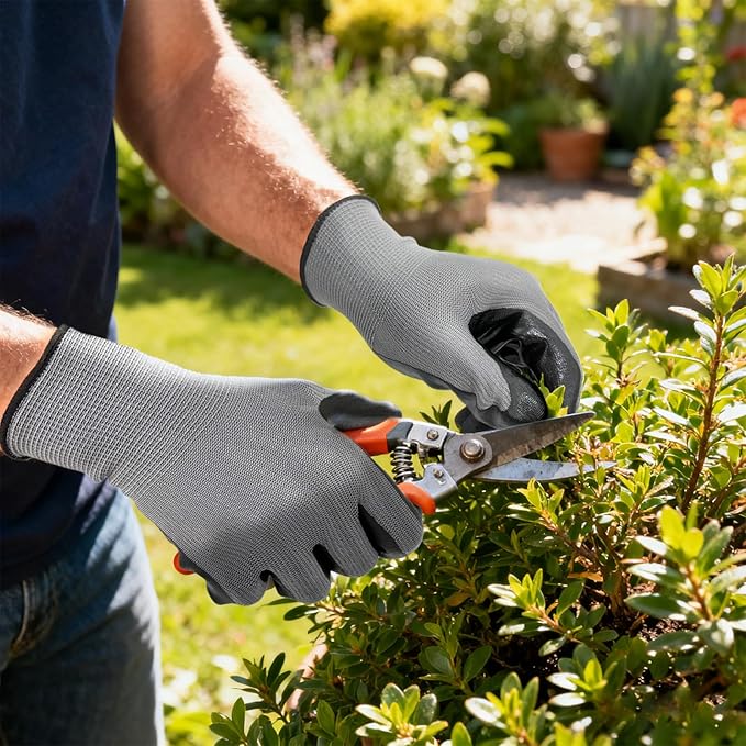 YOUKE OLA 120 Pair Gardening Gloves for Men Women, Breathable Rubber Coated Garden Gloves Working Gloves for Gardening, Construction Black