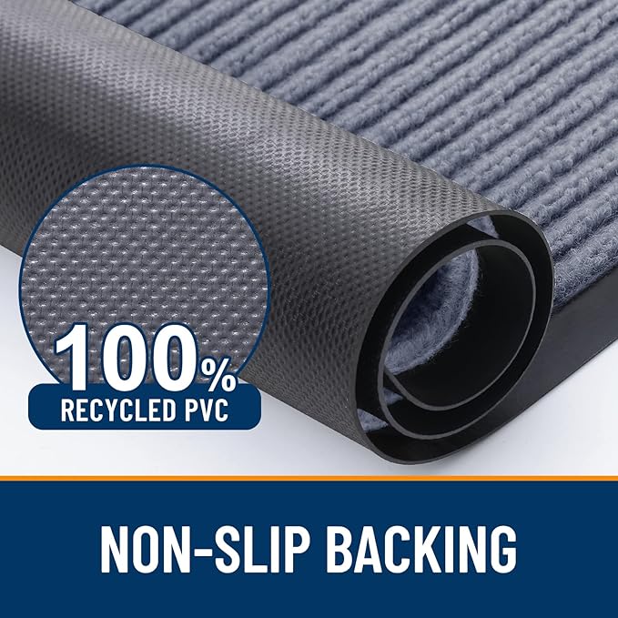 OLANLY Front Door Mat Indoor Outdoor Entrance, Waterproof Heavy Duty Doormat, Fade Resistant, Low Profile, Easy Clean Patio Porch Welcome Floor Mats for Entry, 47x23, Ash Grey