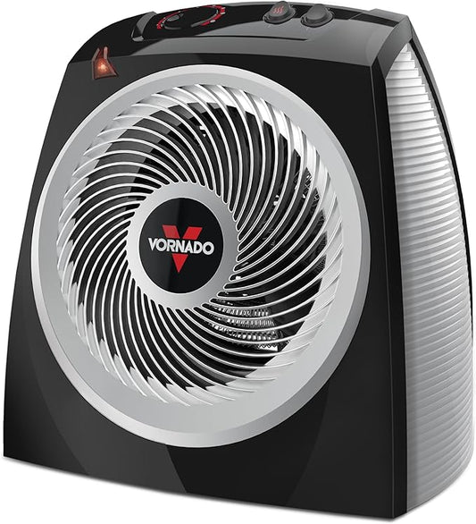 Vornado VH10 (2025) Space Heater for Indoor Use, Adjustable Thermostat, 2 Heat Settings, Advanced Safety Features, Integrated Carry Handle, Large Heater for Bedroom and Living Room, Quiet, Black