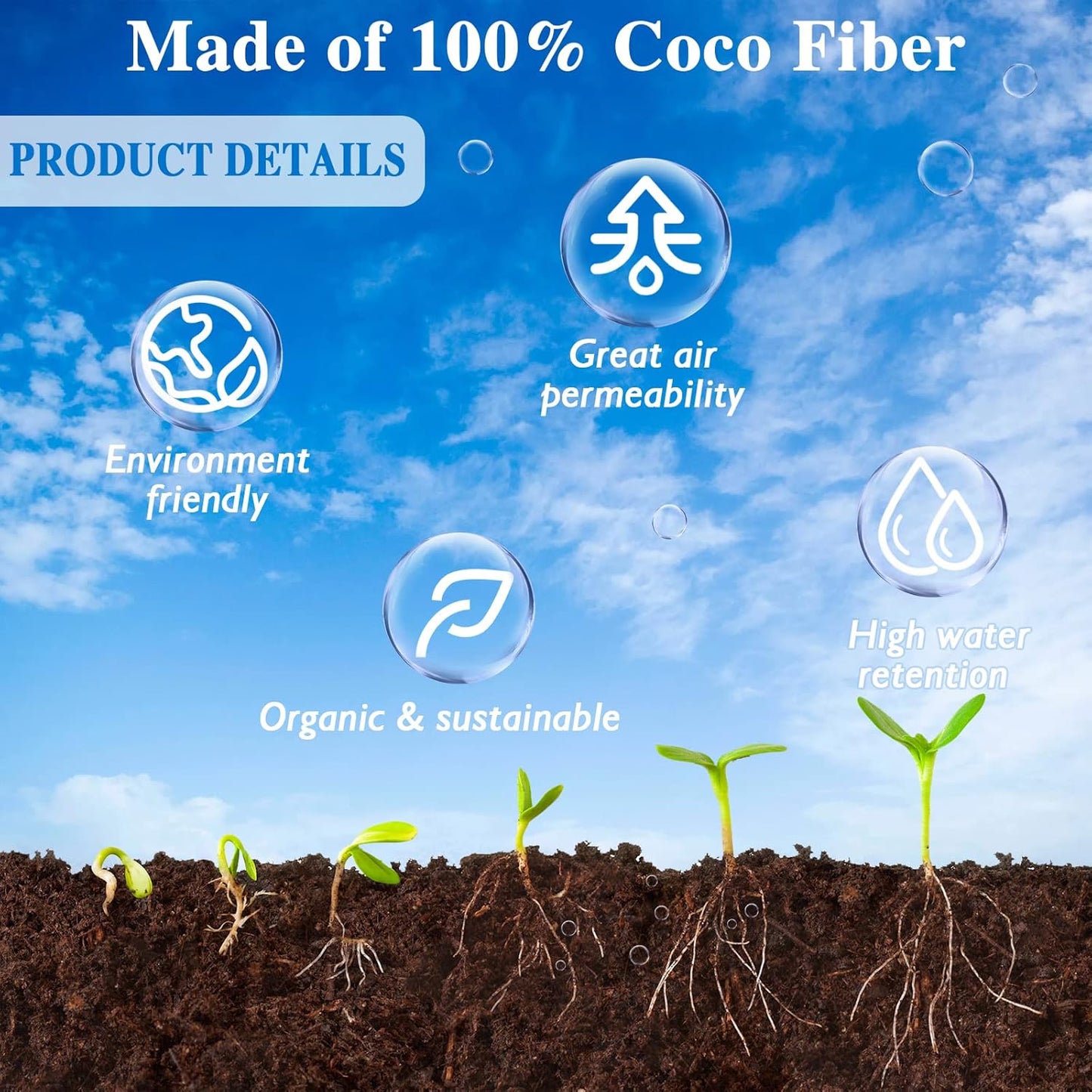 ZeeDix Organic Coco Coir Pellets Potting Soil, 150pcs 30mm Compressed Coconut Fiber Seed Starter Soil Pellets, Coco Peat Soil Discs for Indoor Outdoor Plants, Herbs, Houseplants, Flowers, Vegetables