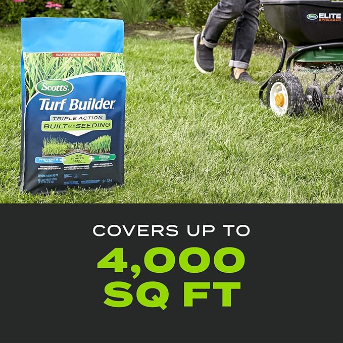 Scotts Turf Builder Triple Action Built For Seeding, Weed Preventer and Fertilizer for New Lawns, 4,000 sq. ft., 17.2 lbs.