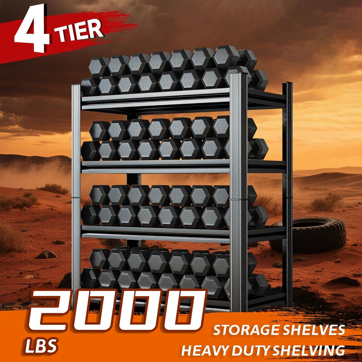 Heavy Duty 5-Tier Shelving Unit 2000LBS Capacity - Adjustable Steel Garage Shelves for Warehouse, Basement Storage(45.3''W x 15.7''D x 63" H)