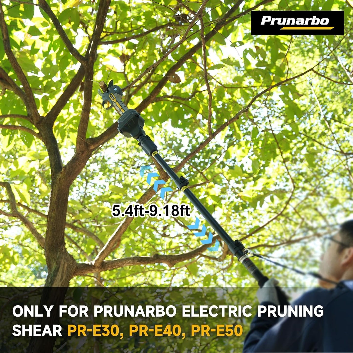 Extendable Pole for Cordless Electric Pruning Shear, Telescopic Pole 4.2-8.2 ft Extension for Gardening Tree Pruner Extended Cutting Reach for Professional Battery Secateurs Heavy Duty