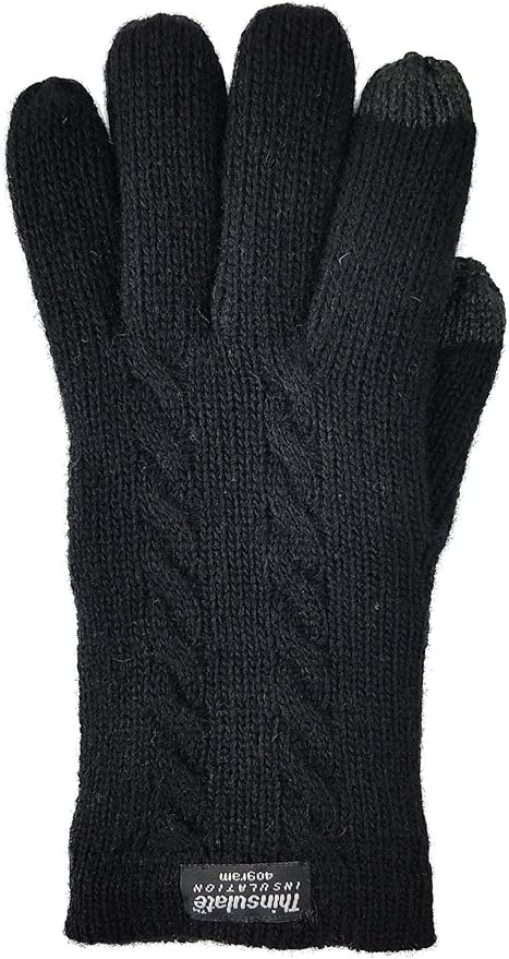 BRUCERIVER Ladie's Pure Wool Knit Gloves with Thinsulate Lining and Cable design