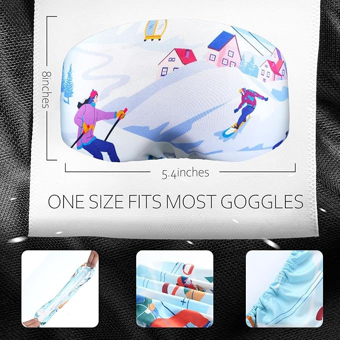 Civaner 4 Pieces Ski Snowboard Goggle Cover Sleeve Goggle Cover Microfiber Protective Lens Scratch Dust Protection for Travel
